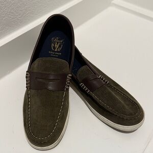 Cole Haan Men's Olive and Brown Slip-On Loafers